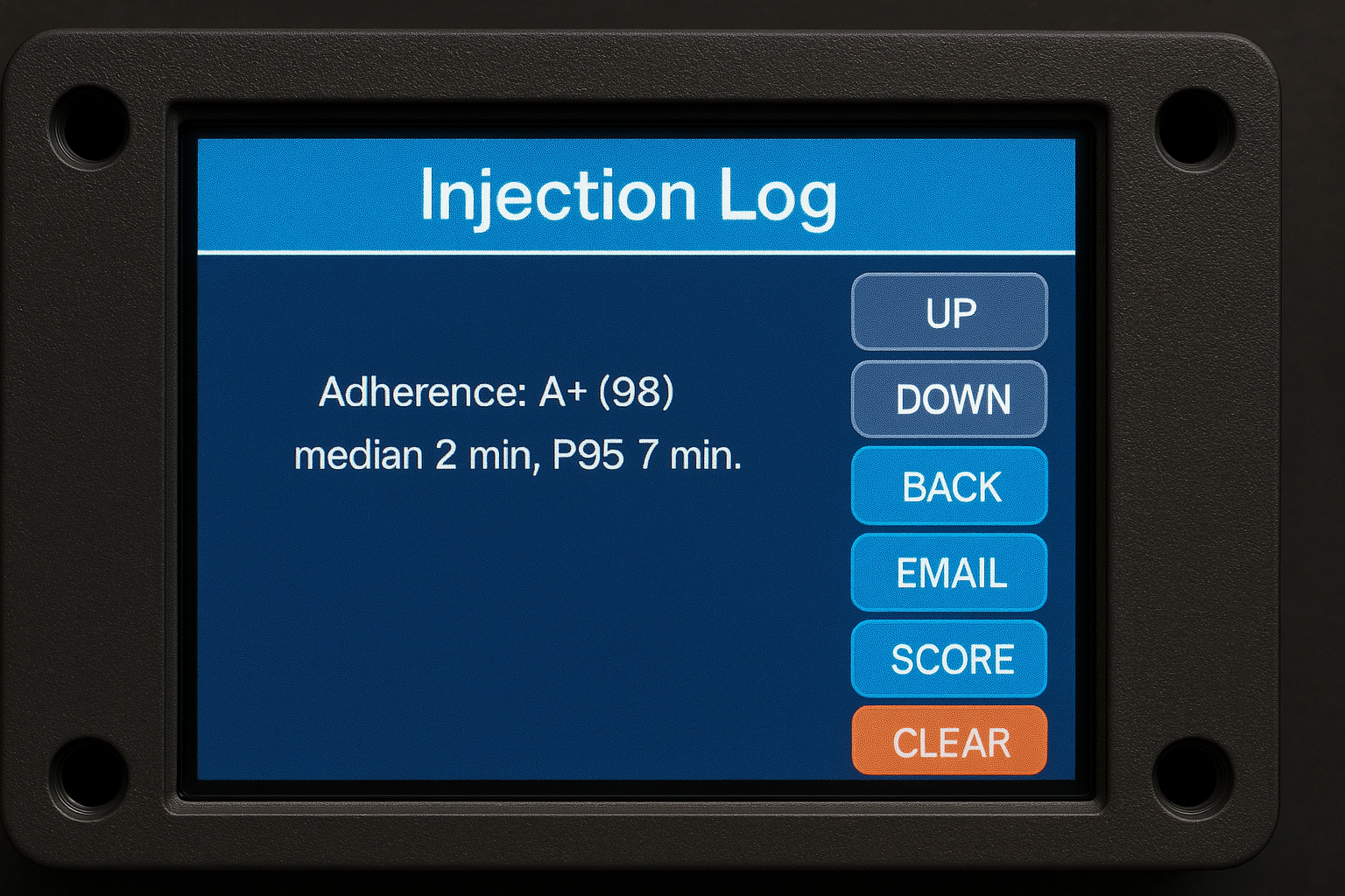 ShotClockr adherence screen with grade and timing stats